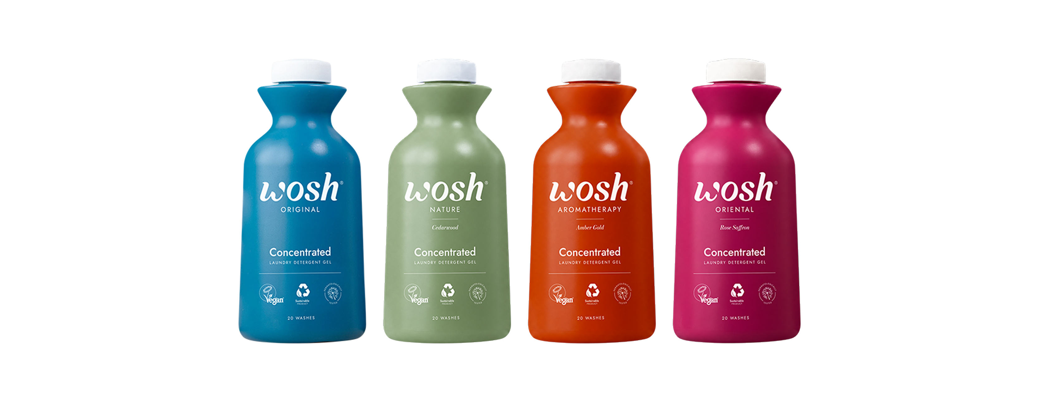 The Wosh collection — four concentrated laundry detergents
